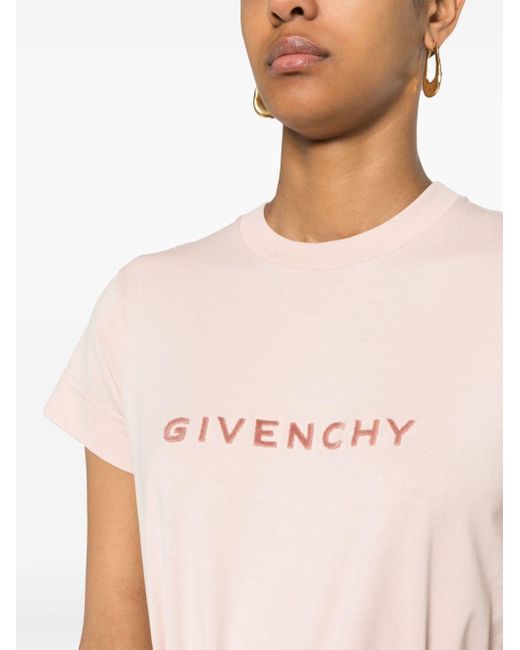 Givenchy Pink T-Shirt mit geflocktem Logo