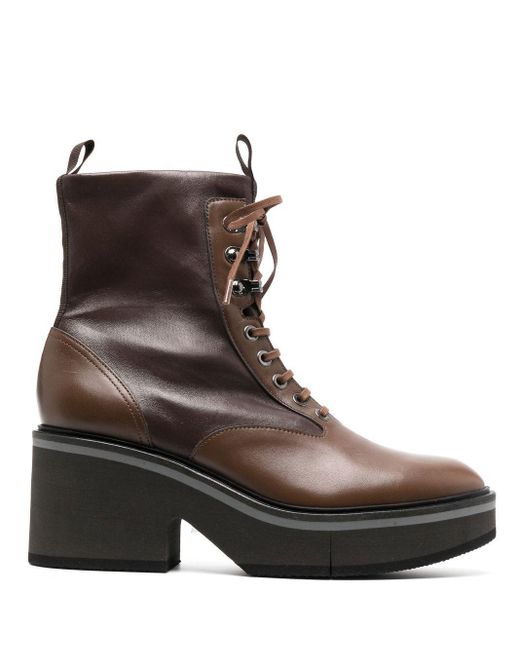 Robert Clergerie Leather Agnes Ankle Lace-up 75mm Boots in Brown | Lyst UK