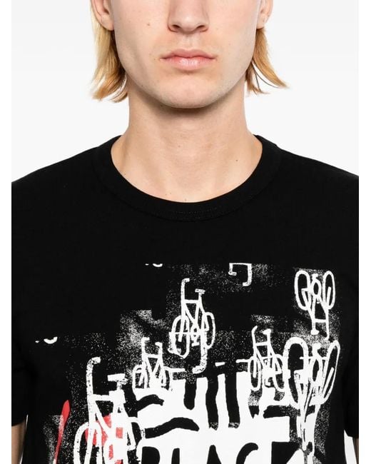 COMME DES GARÇON BLACK Black Graphic-Print T-Shirt for men