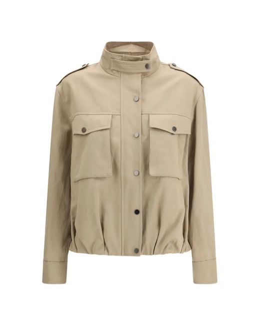 Brunello Cucinelli Natural Double Closure With Zip And Snap Buttons Jacket