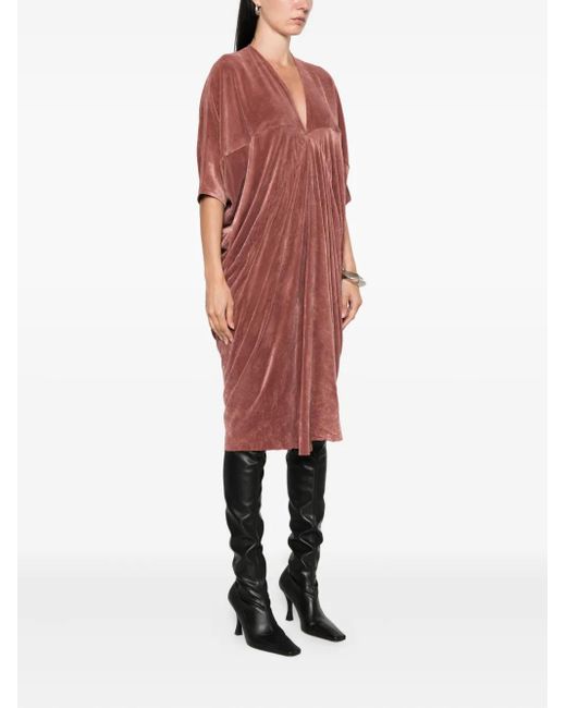 Rick Owens Red Concordians Kite Velvet Midi Dress