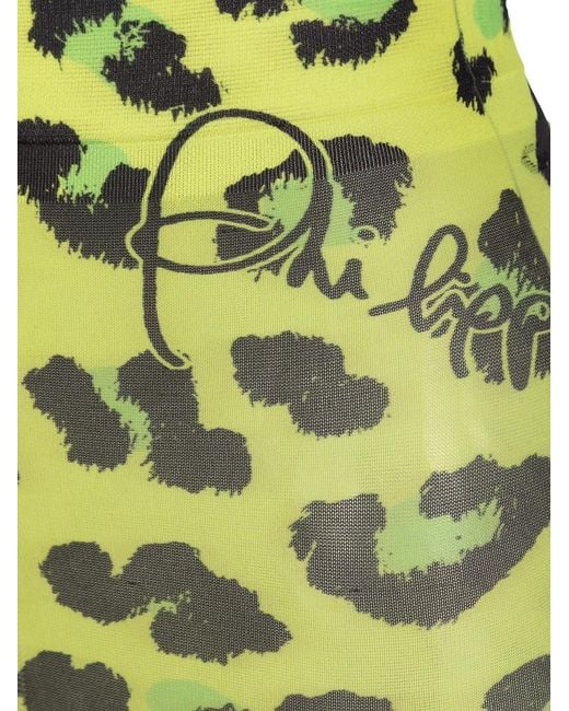 Philipp Plein Green Leopard Print Tights