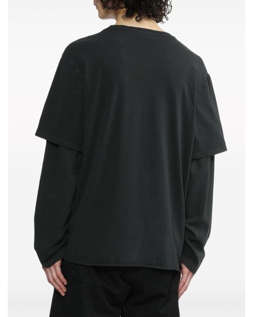 424 Black Layered Cotton T-shirt for men