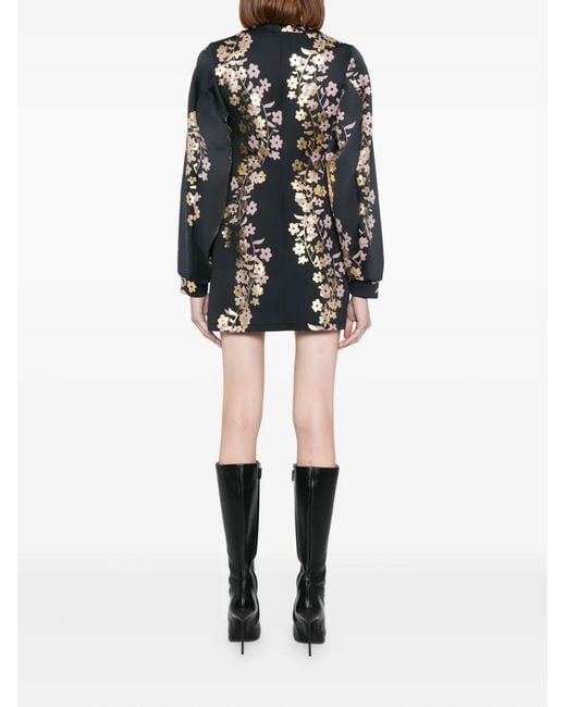 Cynthia Rowley Black Floral-Print Mini Dress