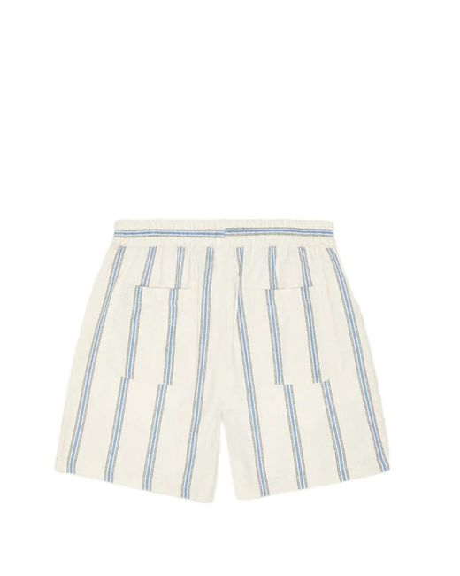 Les Deux White Lawson Vertical-Stripe Drawstring Shorts for men