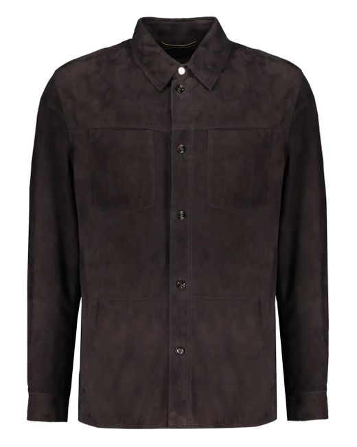 メンズ Moorer Bobbio Leather Shirt Jacket Black