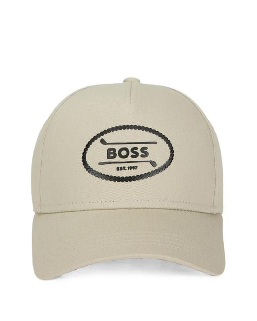 Boss Gray Logo-Patch Baseball Cap for men