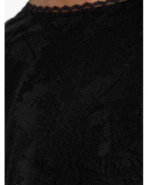 Zimmermann Black Asymmetric Floral-Lace Top
