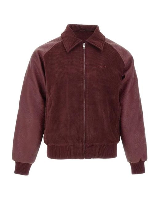 Arte' Red Corduroy Logo Jacket for men