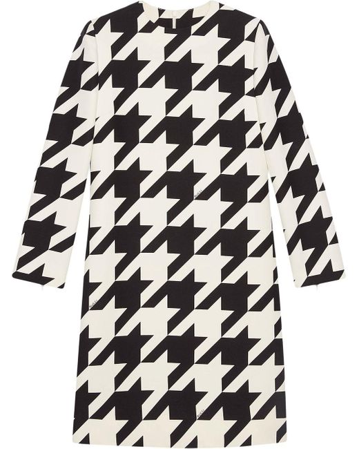 Gucci White Houndstooth-print Dress
