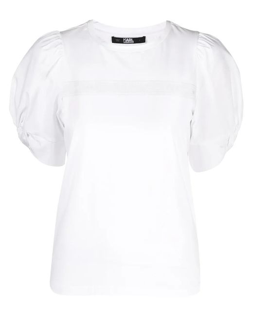 Karl Lagerfeld White Puffy Sleeve T-Shirt