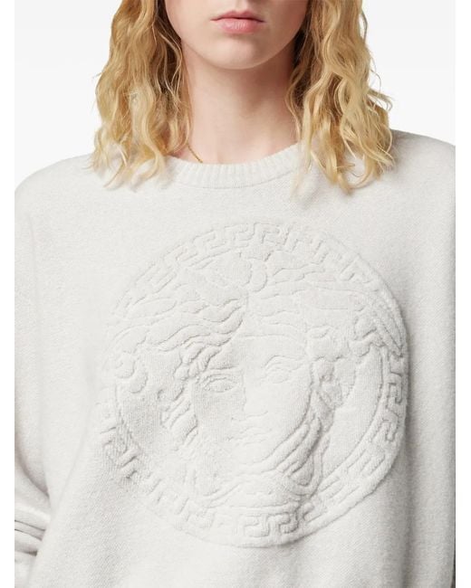 Versace White Cashmere-Wool Knit Sweater