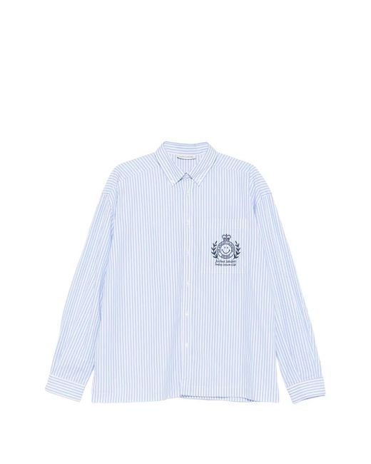 Joshua Sanders Blue Smiley Leisure Club Striped Shirt for men