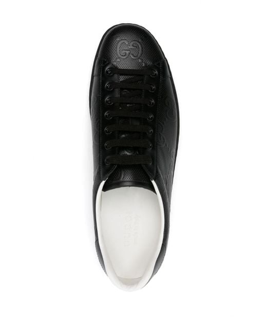 Gucci Black New Ace Perforated Leather Mid-top Trainers for men