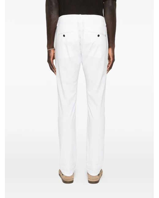 Dondup White Belt-Loop Trousers for men