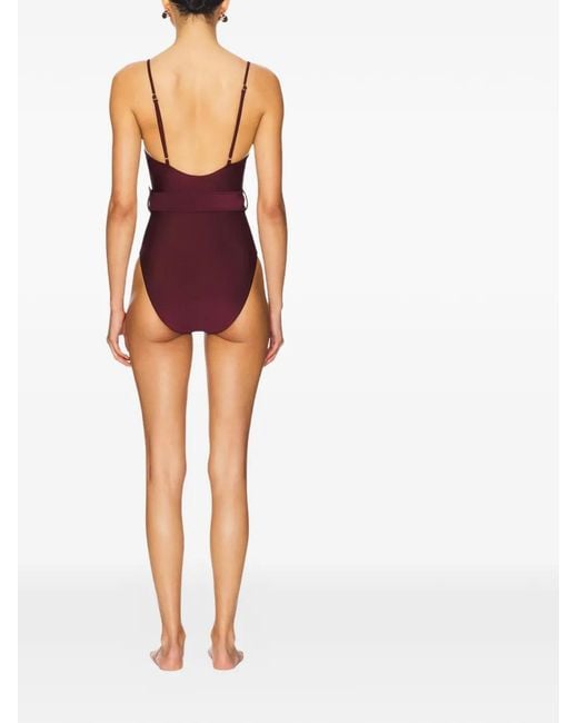 Jonathan Simkhai Red Belted Bustier One Piece