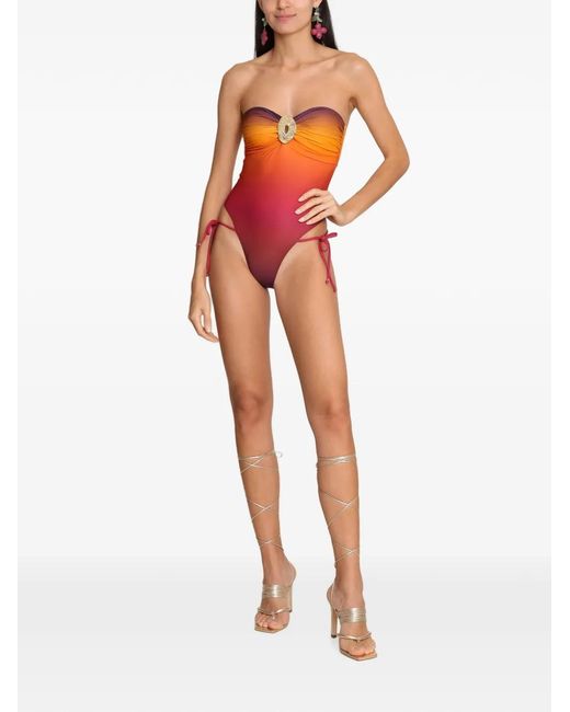 Amir Slama Pink X Tati Barbieri Gradient-Effect Ring-Detail Swimsuit