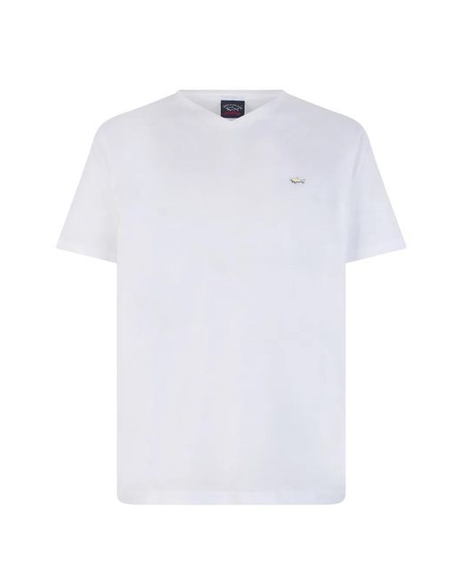 Paul & Shark White Logo-Patch V-Neck T-Shirt for men
