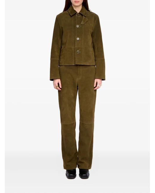 Zadig & Voltaire Green Lessa Suede Leather Jacket