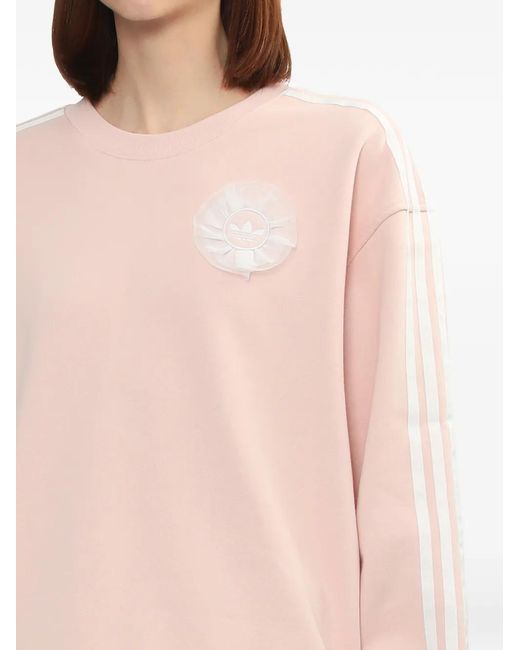 Adidas Pink Appliqué 3-Stripes Sweatshirt