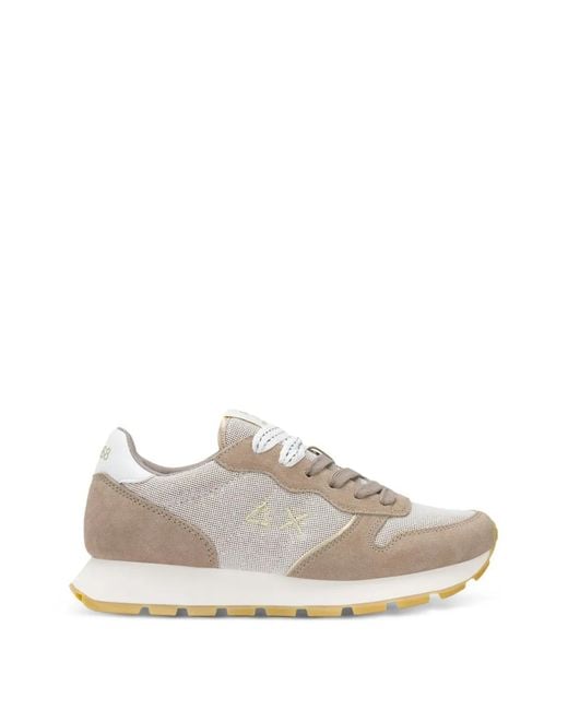 Sun 68 White Ally Suede Logo Sneakers
