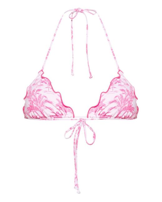 Mc2 Saint Barth Pink Sagittarius Beach-print Bikini Top