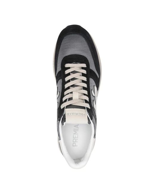 Premiata White Mick Suede-Panelled Sneakers for men