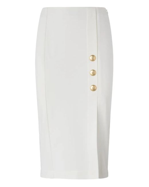 Pinko White Button-Detail Pencil Skirt
