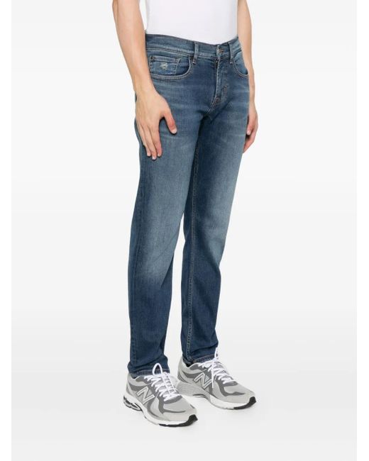 7 For All Mankind Blue Distressed-Details Jeans for men