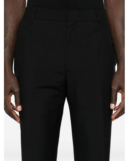 Alexander McQueen Black Pressed-crease Tailored Trousers for men