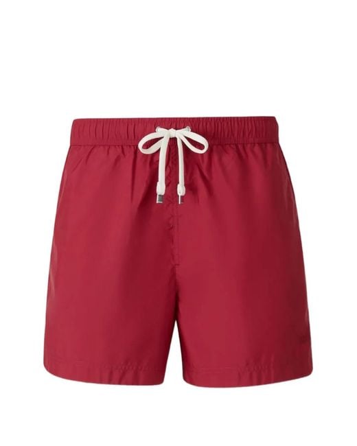 Zegna Red Elasticated-Waistband Swim Shorts for men