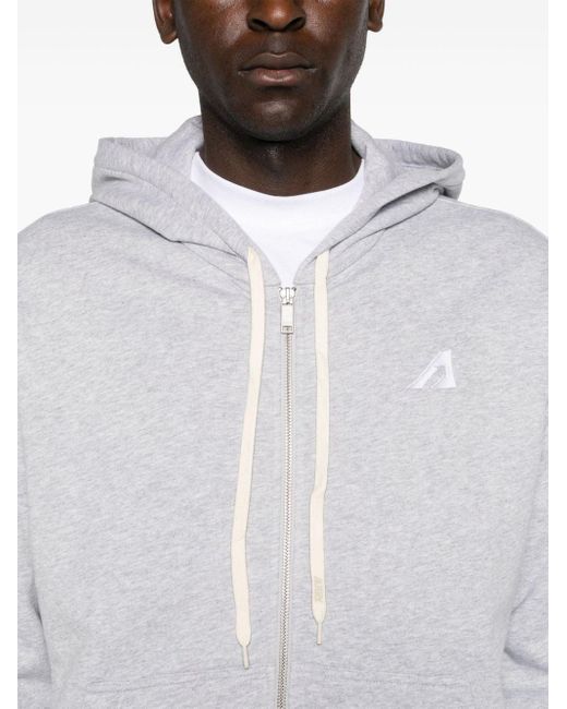 Autry White Logo-embroidered Zip-up Hoodie for men
