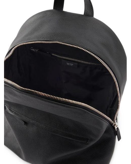 Tom Ford Black Logo-Print Grained-Leather Backpack for men