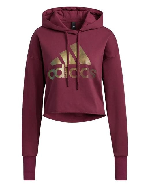 Adidas Red Logo-Print Hoodie