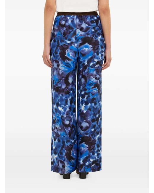 Ferragamo Blue Silk Trousers
