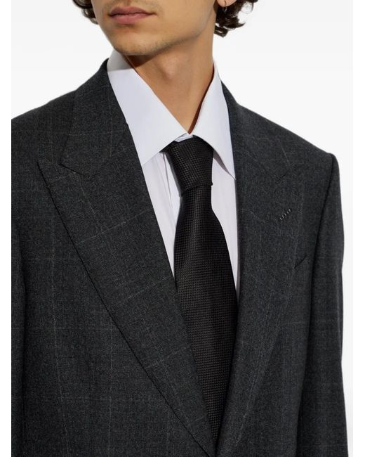 Tom Ford Black Check-Pattern Silk Tie for men