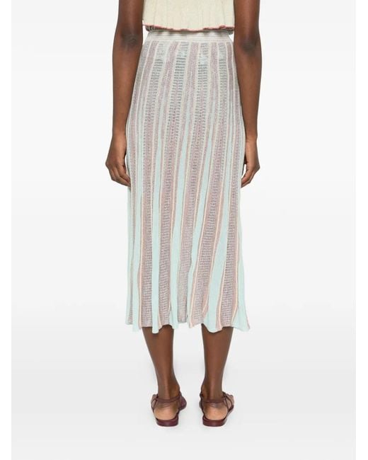 Forte_forte White Striped Midi Skirt