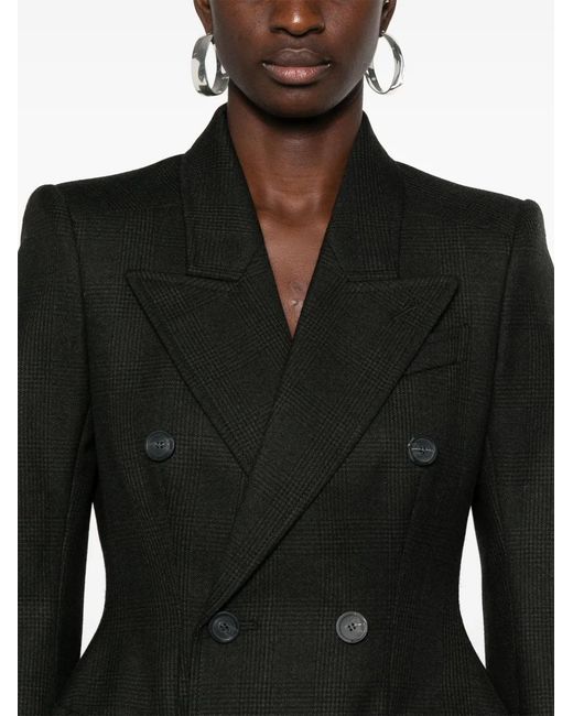 Balenciaga Black Hourglass Checked Wool Blazer