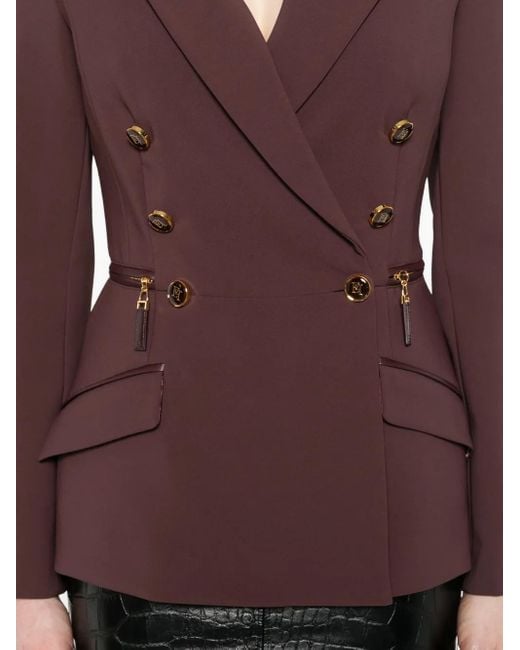 Elisabetta Franchi Jack Met Dubbele Rij Knopen En Rits in het Purple
