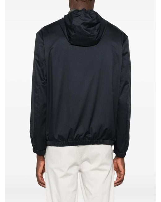 Canali Black Hooded Zip-Up Jacket for men