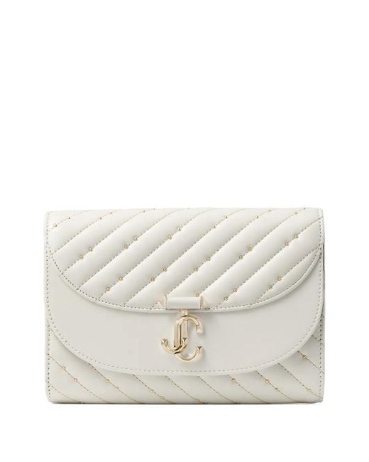 Jimmy Choo White Avenue Curve Quilted-Leather Clutch Bag
