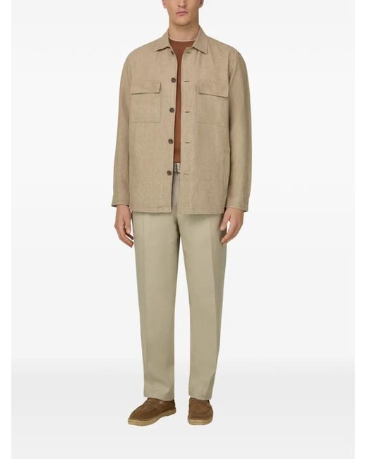 Boggi Natural Linen Patch-Pocket Shirt Jacket for men