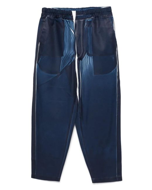 Comme des Garçons Blue Denim-Print Trousers for men
