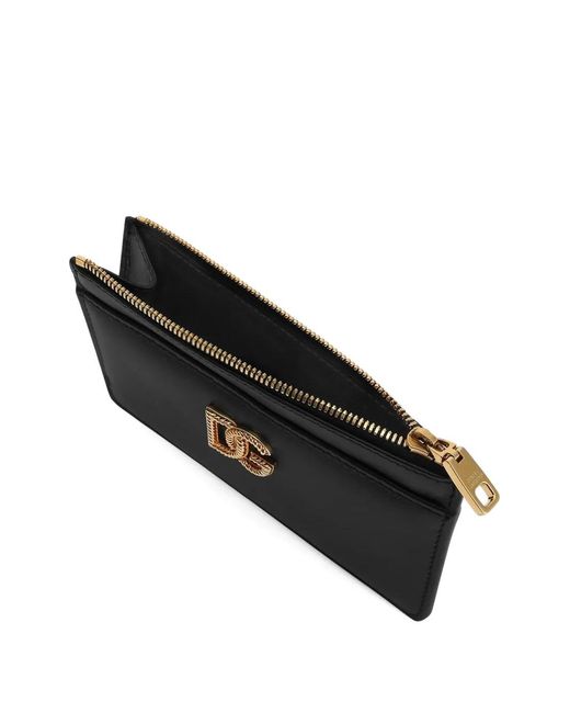 Dolce & Gabbana Black Calfskin Card Holder With Dg Logo