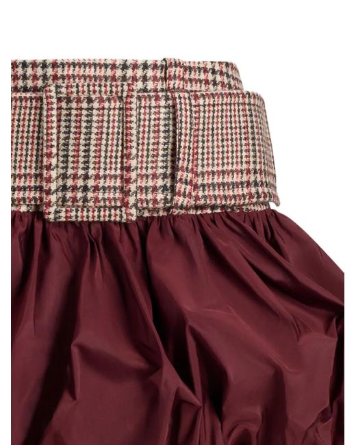 Patou Red Bubble Belted Mini Skirt