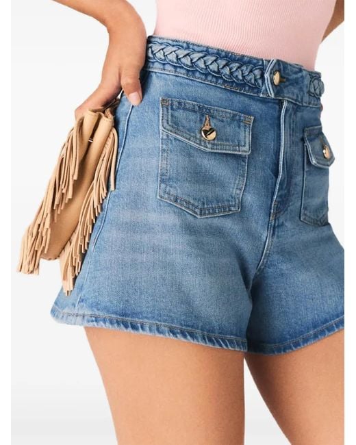 Maje Blue Braided Denim Shorts