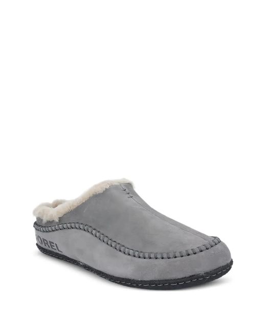 Sorel Gray Stitched Shearling Slippers for men
