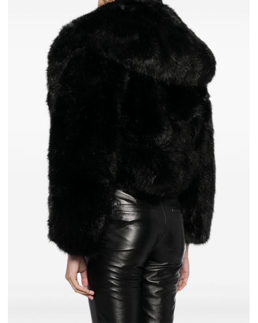 Versace Black Kapuzenjacke aus Faux Fur