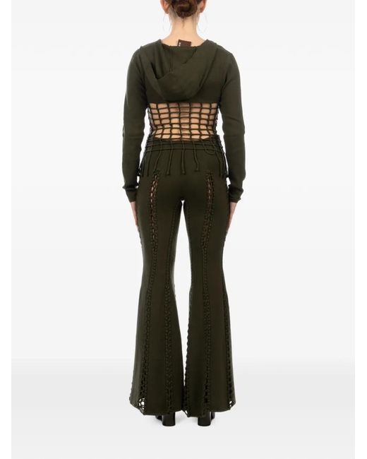 Isa Boulder Green Boot-Cut Trousers