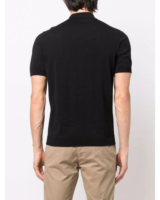 Drumohr Black Short-Sleeve Polo Shirt for men